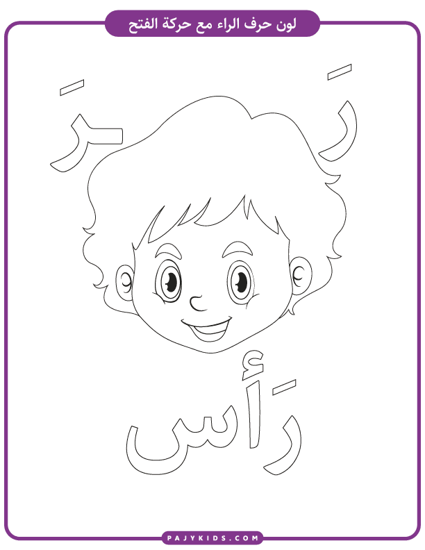 أحرف العربية - تلوين حرف الراء بالحركات - حركة الفتحة
