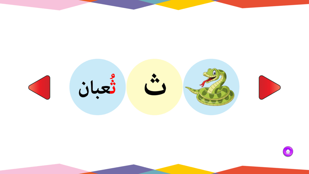 بطاقات الحروف العربية - حرف الثاء