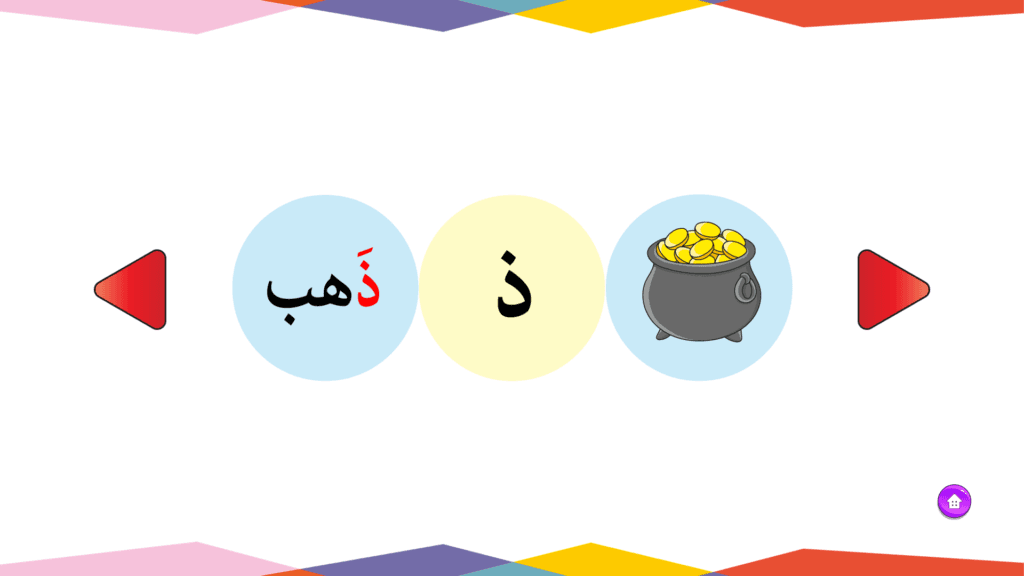بطاقات الحروف العربية - حرف الذال