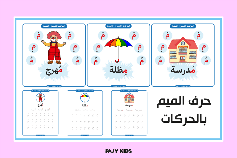 أنشطة حرف الميم بالحركات لمرحلة روضة الأطفال