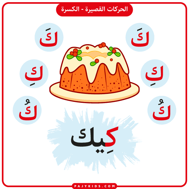 تعليم حروف العربية للاطفال - بطاقة حرف الكاف بالكسرة