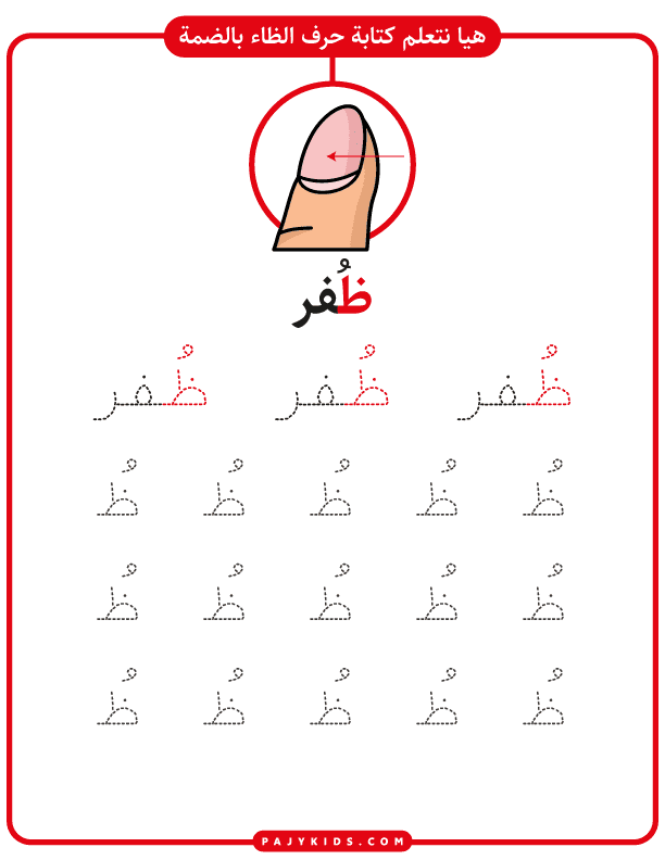 Arabic Letter ظ (za arabic letter) with Fatḥa, Kasrah, and Ḍammah