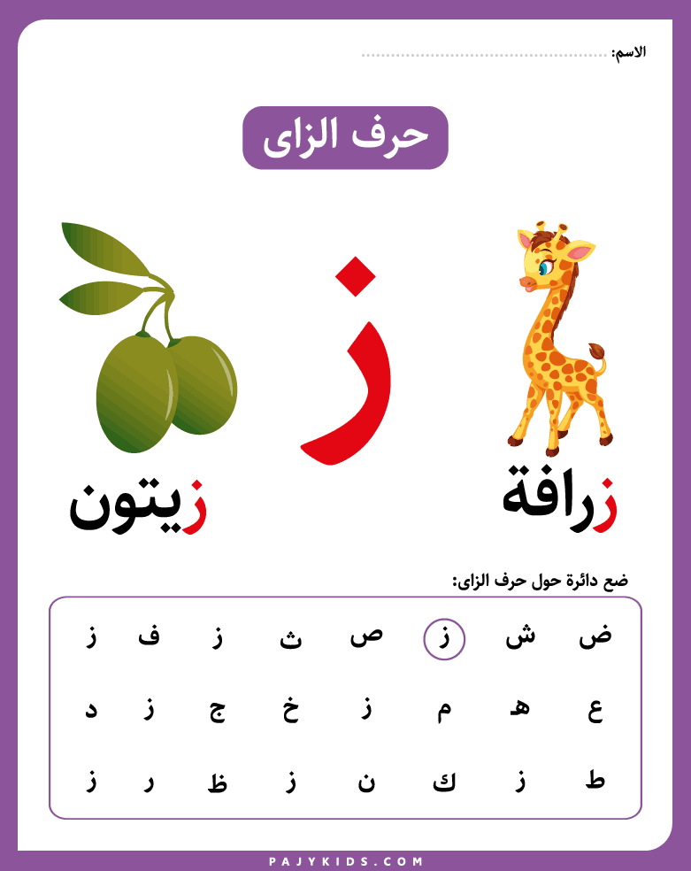 Introducing the arabic letter zay with Thematic Flashcards