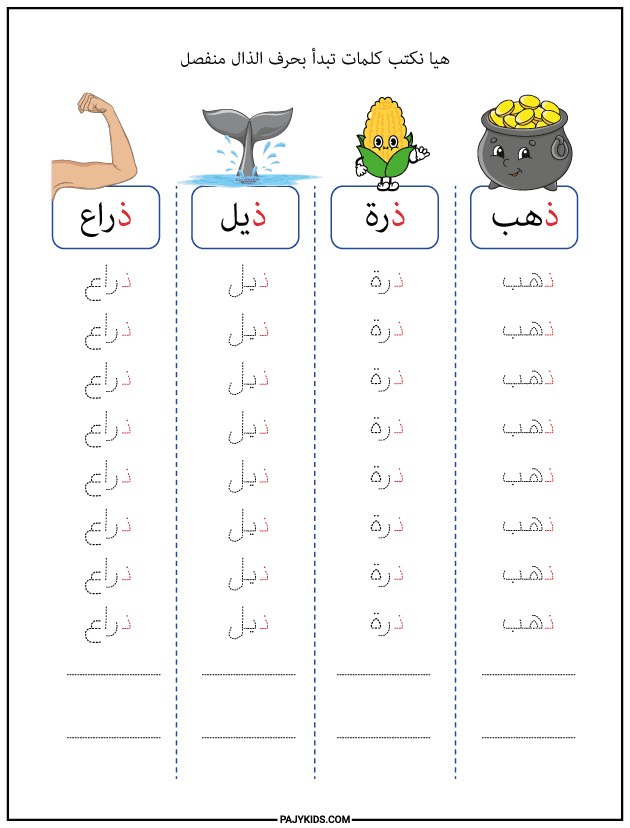 Arabic Letter Zaal at the Beginning of a Word