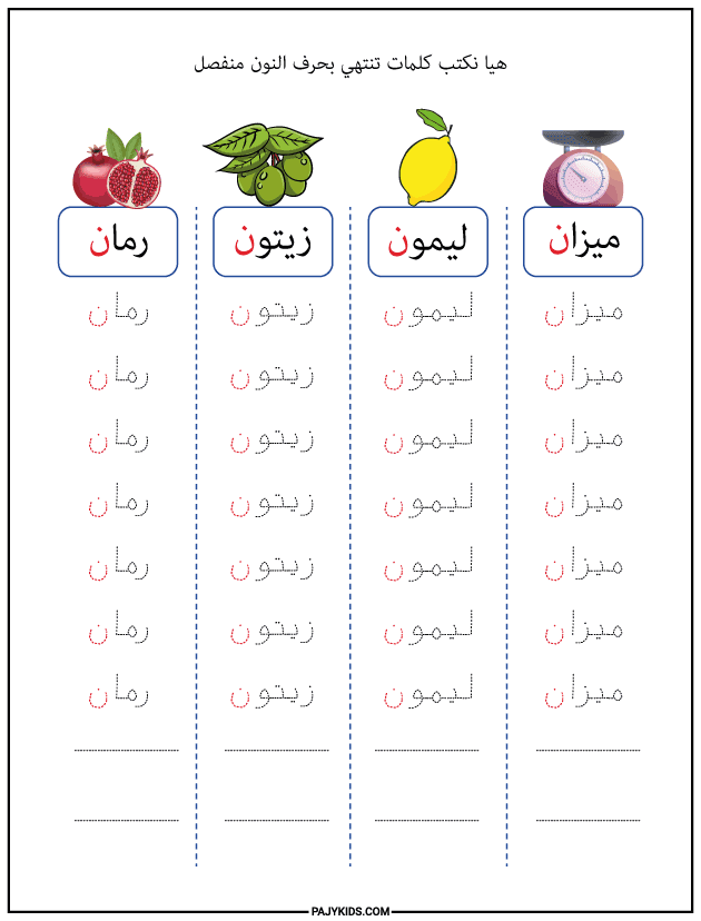 Form of the Letter Noon at the End of a Word (Isolated)