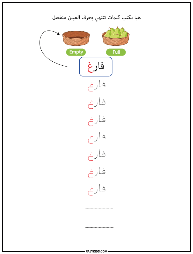 The Form of Ghain at the End of a Word (Isolated)