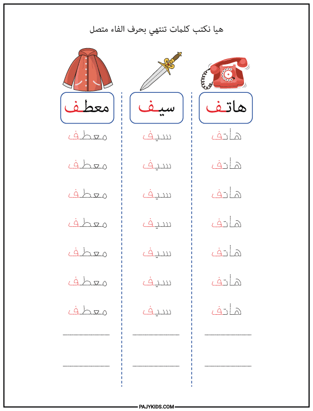 The Form of the Letter Fa at the End of a Word (Connected)
