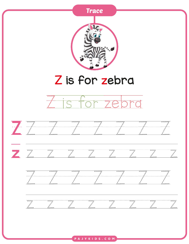 تدريب عملي على الكتابة مع كلمة Zebra