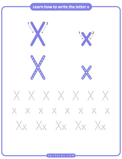 خطوات كتابة حرف X كبتل وسمول