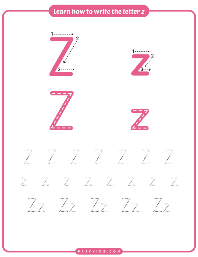 خطوات كتابة حرف Z: تدريب مرئي ومنهجي
