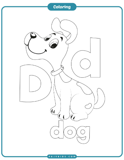 نشاط تلوين حرف D وصورة Dog