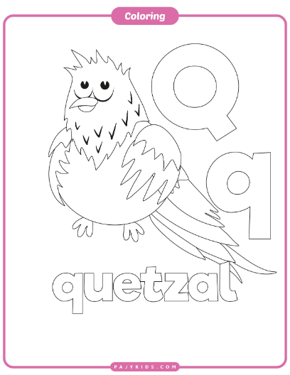 نشاط تلوين حرف Q وكلمة quetzal