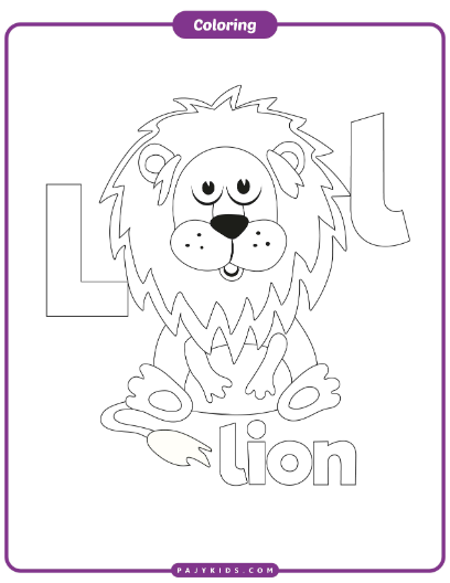 نشاط تلوين ممتع لحرف L وكلمة Lion