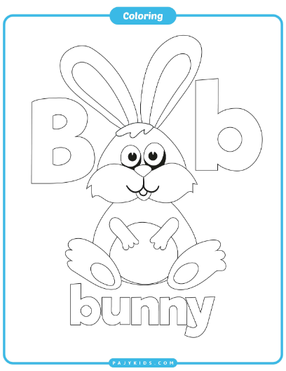 نشاط تلوين ممتع لحرف b وصورة Bunny