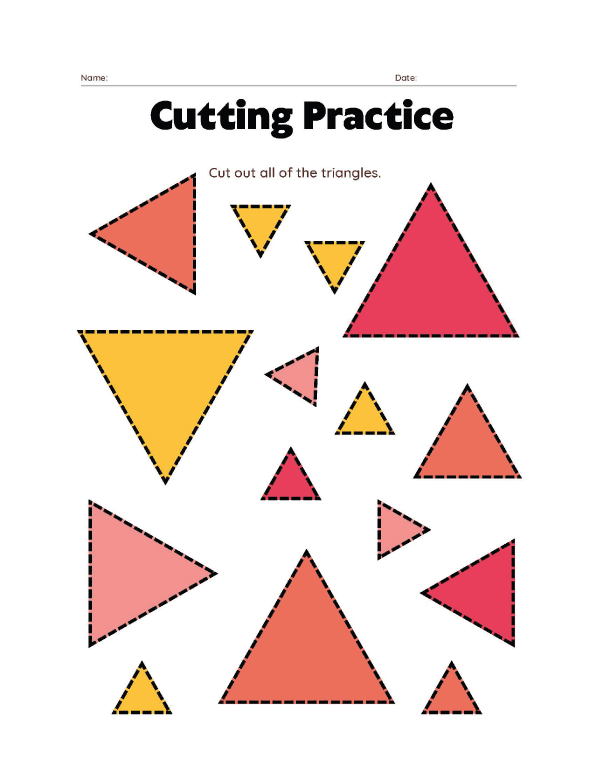 Activity Printables - Cutting Practice Fun and Engaging Triangles