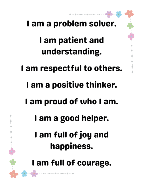 Affirmations for kindergarten- Building Self-Confidence with Positive Words