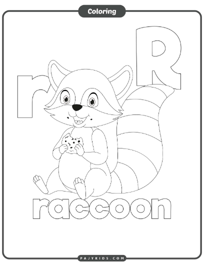 Coloring Fun: R is for Raccoon Coloring Page