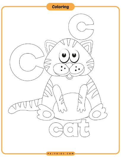 Creative Coloring Activity with the Letter C and a Cat