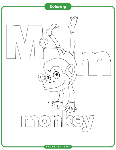 Fun Coloring Activity with the Letter M and Monkey