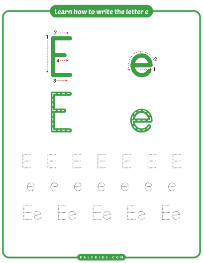 Guided Tracing Sheet: Learn to Write E