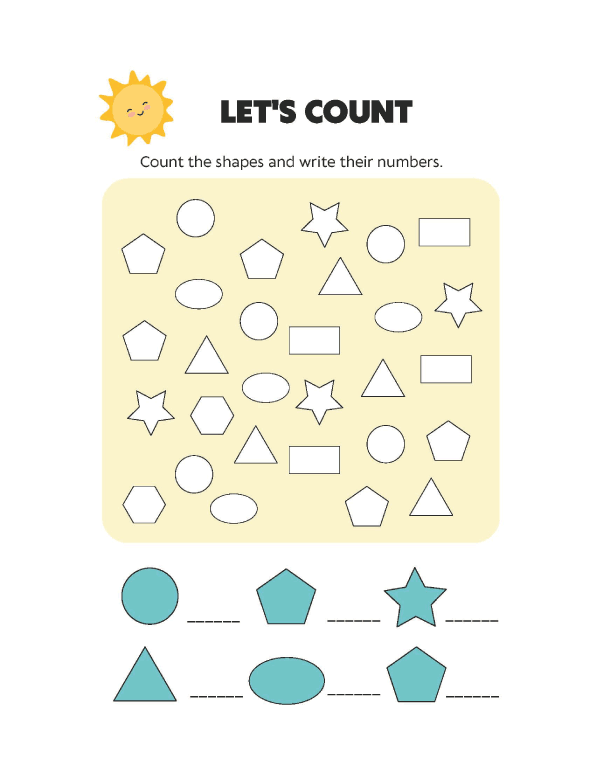 Lets Count Math-Focused Activity Worksheets