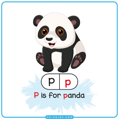 Letter P Flashcard with the Word “Panda”