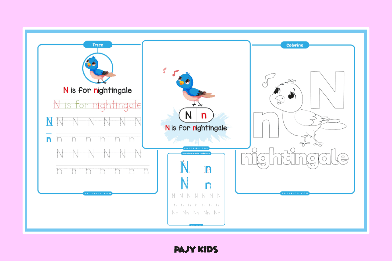 N is for nightingale: Letter N Writing Activities