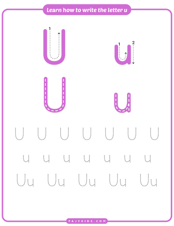 Step-by-Step Letter U Tracing Guide
