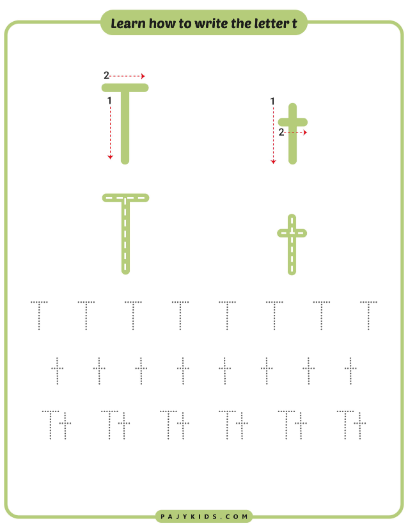 Step-by-Step Tracing Guide for Writing T