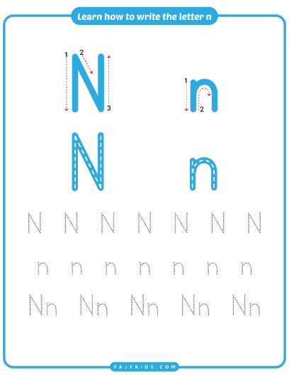 Step-by-Step Tracing Practice for Letter N