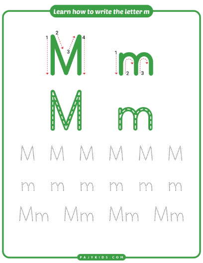 Step-by-Step Writing Worksheet for Letter M
