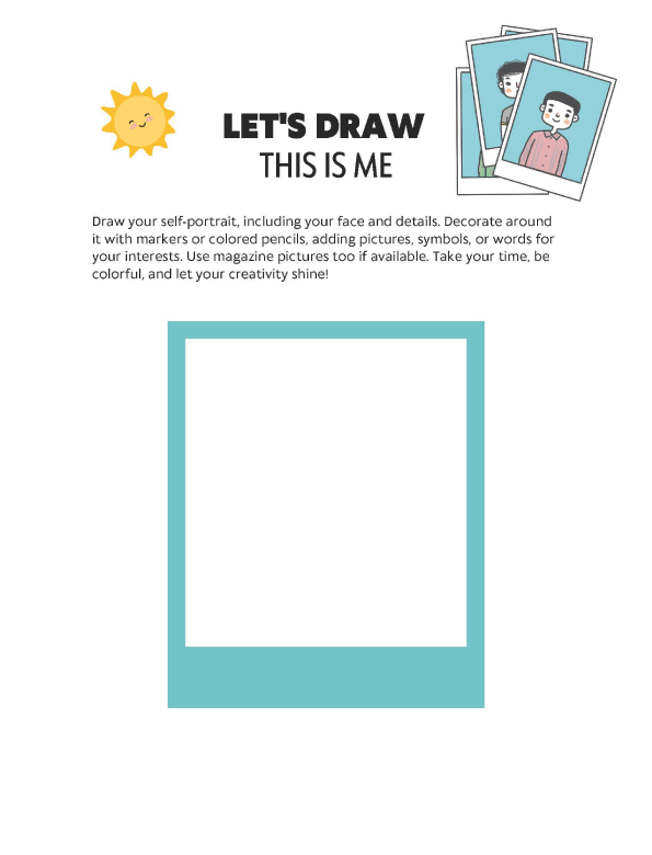 This is Me Self-Portrait Activity Worksheets for Self-Expression