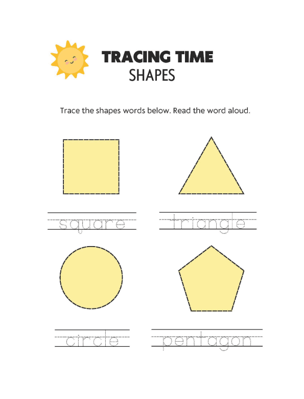 Tracing Shapes Foundational Activity Worksheets for Handwriting