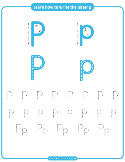 Tracing the Letter P with Dotted Lines and Arrows