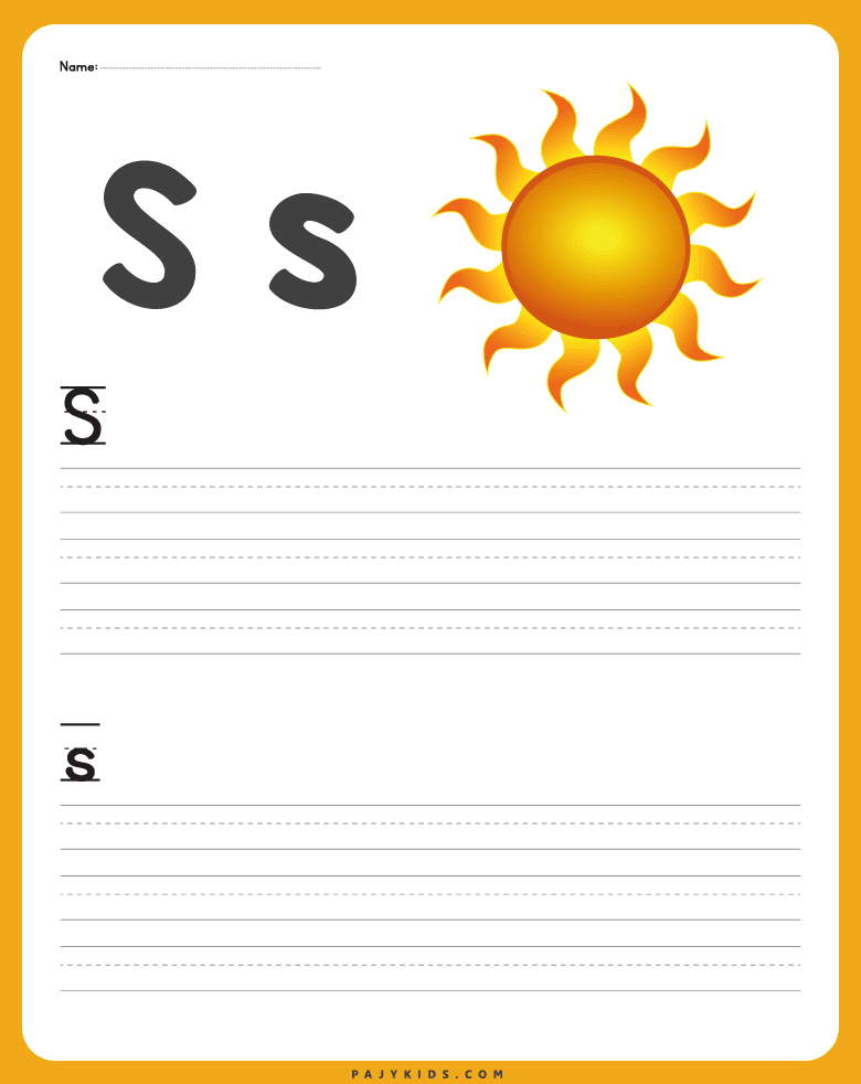 letter s worksheet - Letter s Writing Worksheet for Capital and Small Letter Practice