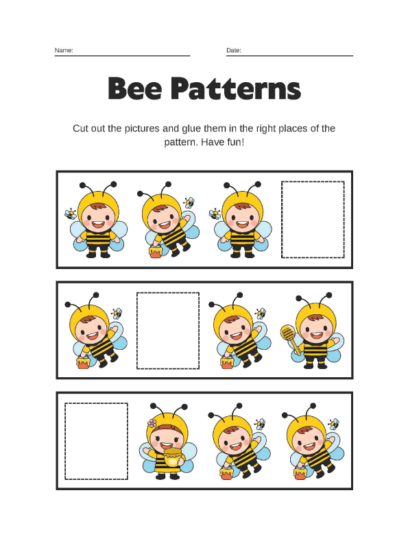 workbook for kindergarten - Bee Patterns