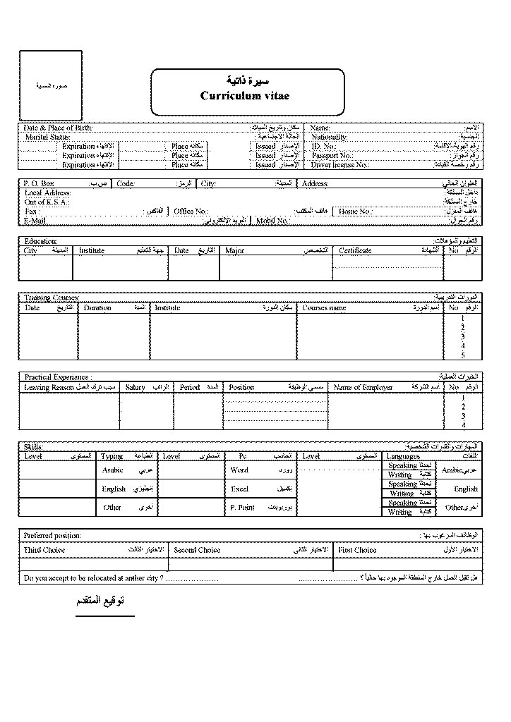 Arabic CV Template Word: A Bilingual Framework