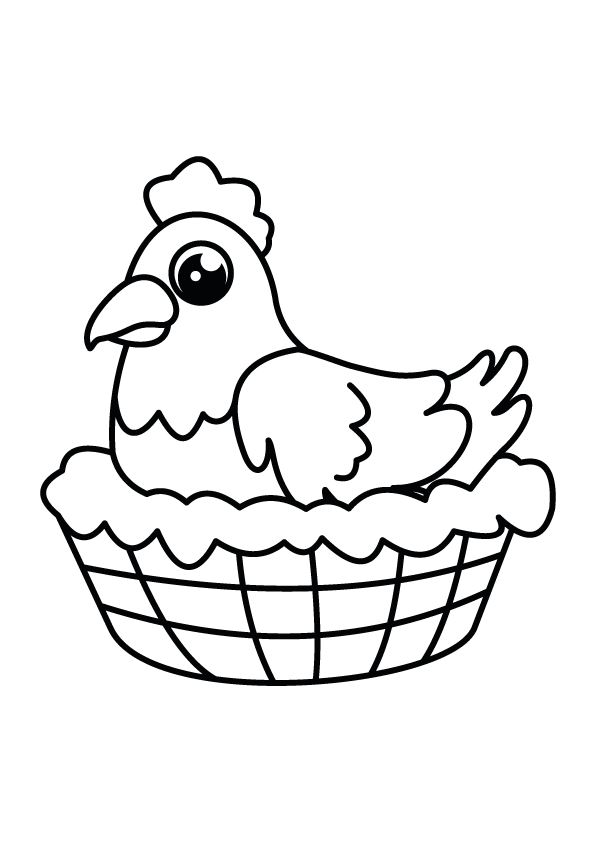 Chicken on a Nest Coloring Page