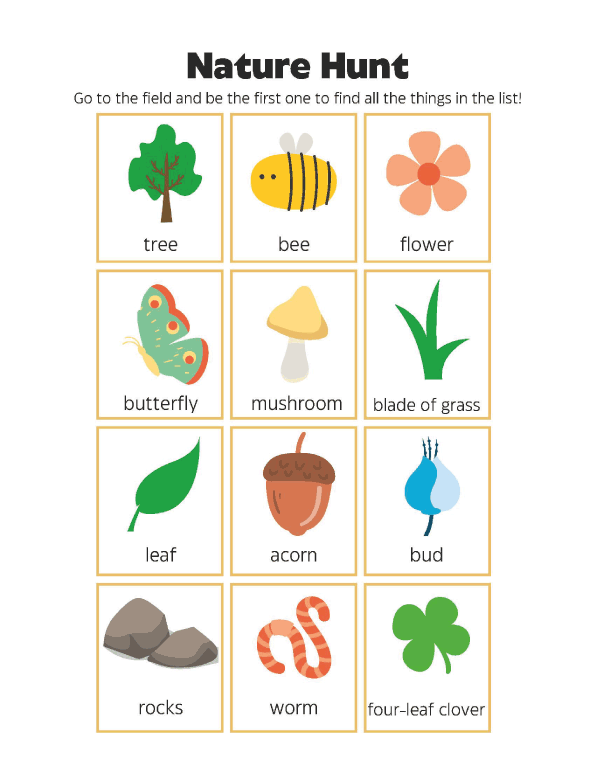 Earth Day Worksheets - Nature Hunt