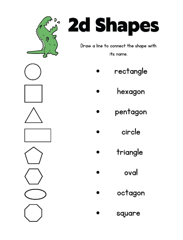Free preschool printables - 2D Shapes Activity