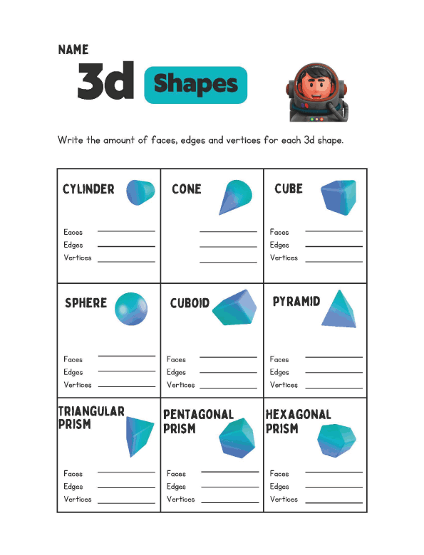 Free preschool printables - 3D Shapes Activity