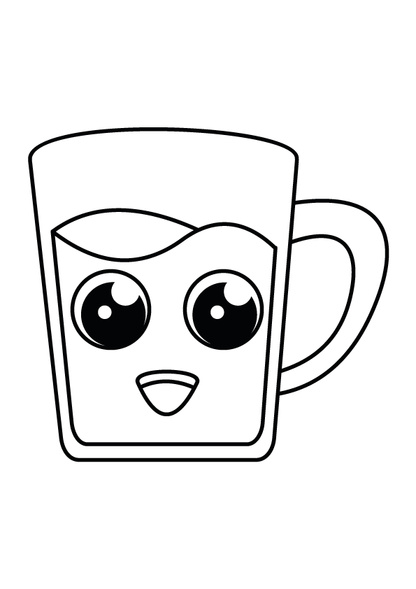 Happy Mug: An Easy Printable Coloring Pages for Toddlers