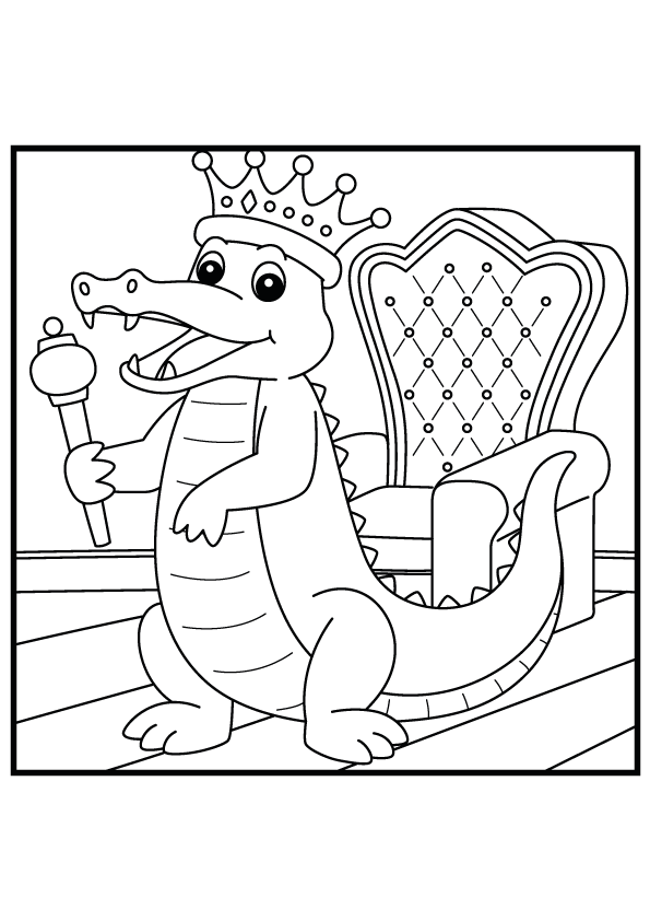 Printable Coloring Book: King Alligator