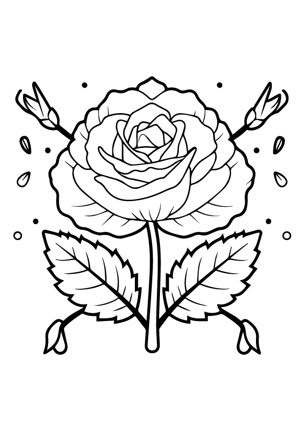 Printable Coloring Book: Rose and Arrows
