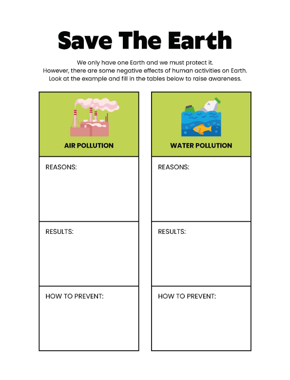 Printables For children- Managing Waste and Preventing Contamination