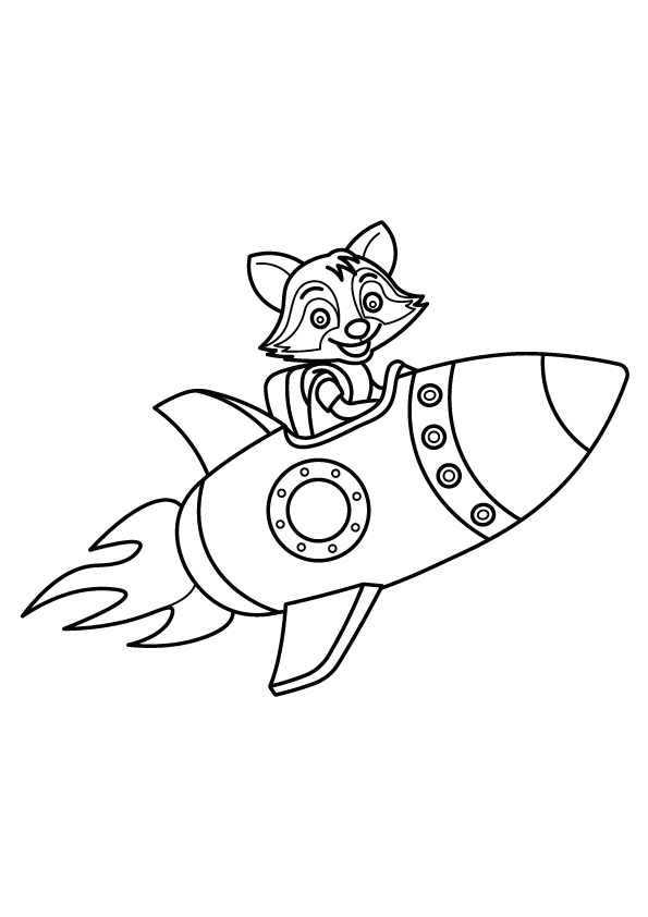 Raccoon on a Rocket Coloring Sheets: A Creative Coloring Activity