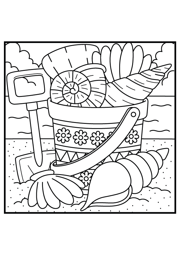 Seashore Fun: Beach Scene Coloring Books Page