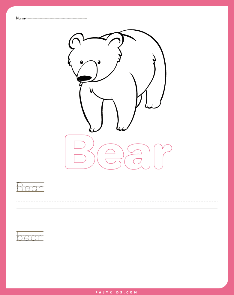 حرف بي بالانجليزي - نشاط تلوين حرف b مع كتابة الكلمة كاملة