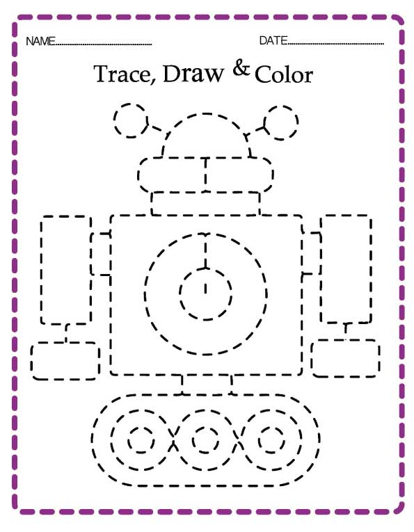 15 Tracing Worksheets for Kindergarten Featuring Cute Robot Designs