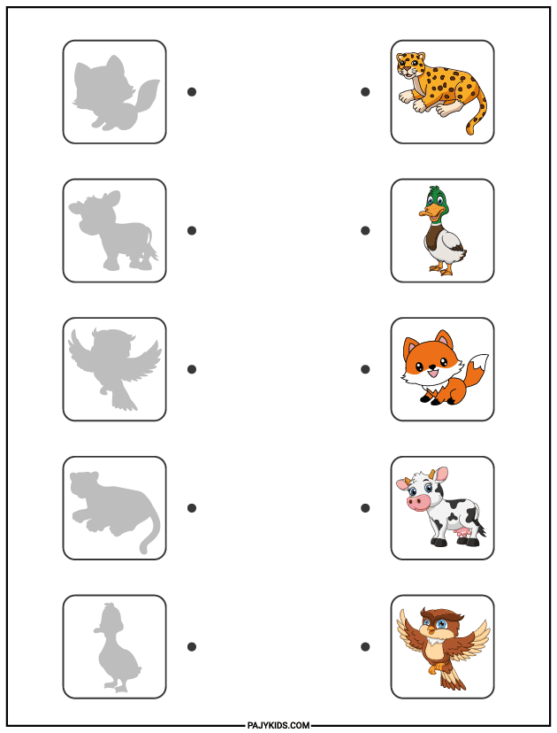 Activity for Kindergarten - Animal Shadow Matching